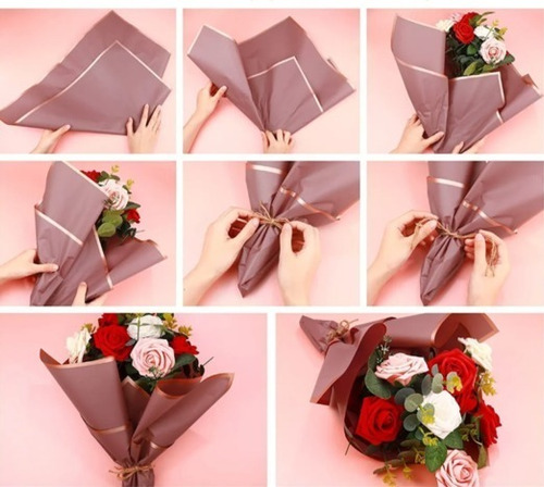 20 Hojas De Papel Coreano Para Ramos Bouquet Floral 12